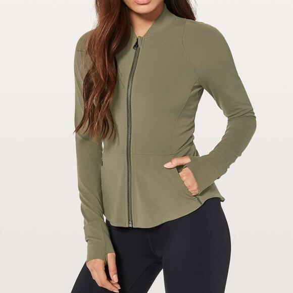 Lululemon 'The Ease' Olive Green Full Zip Jacket Women’s Size 8 - Picture 1 of 8